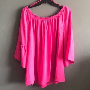 Violet + Claire hot pink off the shoulder top